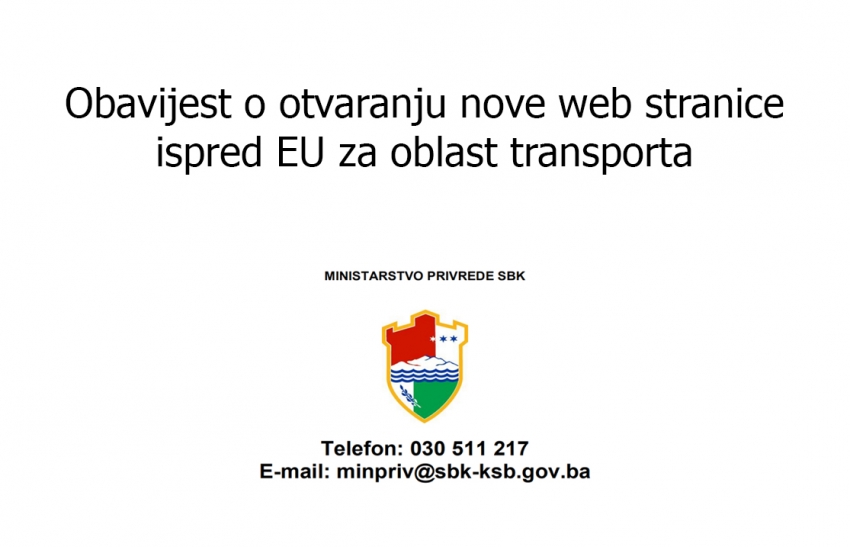 Obavijest o otvaranju nove web stranice ispred EU za oblast transporta